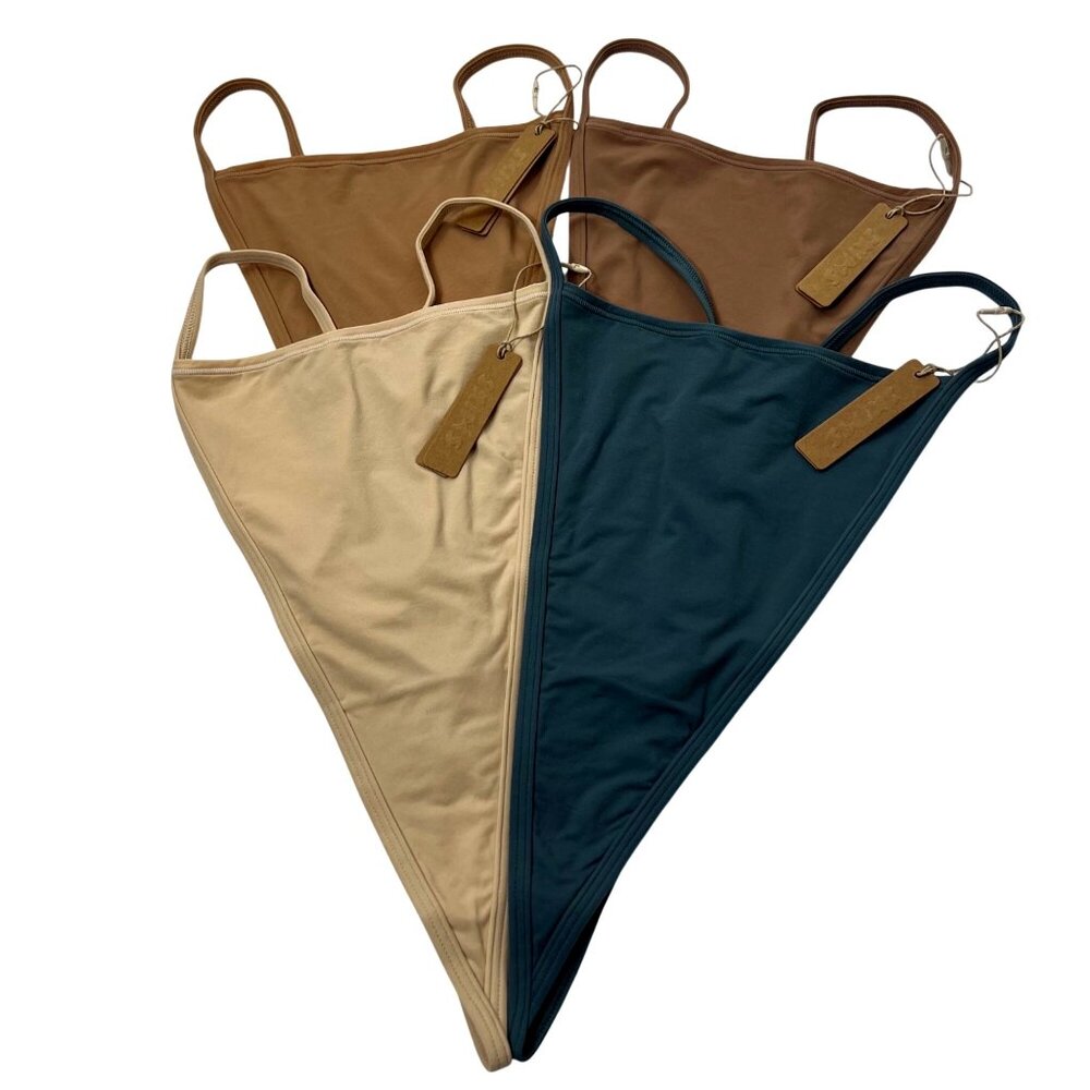 SKIMS Fits Everybody T-String Thongs Lot of‎ 4 Sand Ochre Sienna Kyanite 3X
